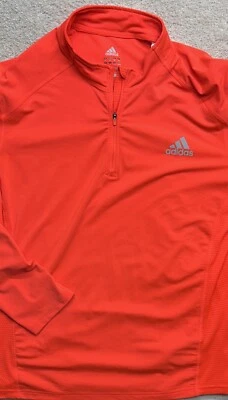Adidas Work Out Shirt Climacool 1/4 Zip Bright Orange Reflective Men’s XL - Image 1 of 4
