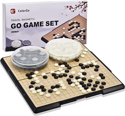 19X19 Go Board Game Set with Large Folding Travel Board (11.3-Inch) and Magnetic - Image 1 of 4