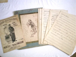 HANDGESCHRIEBENE PARTITUR NR. 2 MIT ZEICHNUNG MIT DER VERSCHLUNGENEN FRAUEN 1900 - Bild 1 von 4