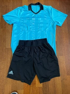 Adidas Schiedsrichter Trikot Set in Blau gestreift und Hose, Größe " L" - Bild 1 von 1