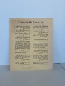 Hoja de colección 1982 Presidente Abraham Lincoln "Dichos de Abraham Lincoln" - Imagen 1 de 6