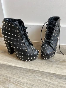 Fabulous Very High Spikey Studded Ankle Boots size5 Goth, Punk, Emo, Grunge - Picture 1 of 11
