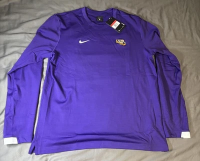 Nike LSU Tigers Football Coaches Long Sleeve Crew Top Men's L Purple NWT - Image 1 of 3