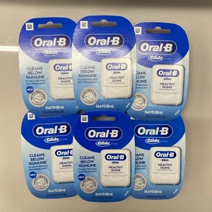6 PACK GLIDE Oral-B Healthy Gums Micro-Textured Unflavored Floss 54.6 yds each - Picture 1 of 2