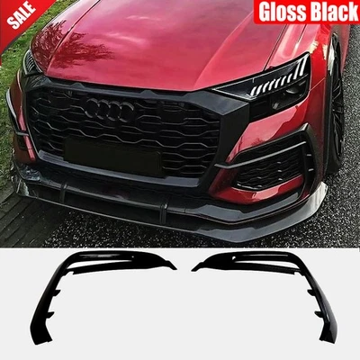 Parachoques delantero negro brillante aletas Canard cubiertas de ventilación de aire para Audi RSQ8 RS Q8 2020-24 Foto 1 de 4