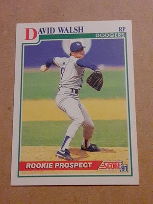 David Walsh Los Angeles Dodgers 1991 Score #351 MLB Baseball Rookie Card RC LAD - Image 1 of 4
