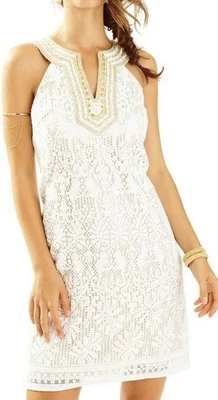 LILLY PULITZER Calera Shift Dress -4- Resort White Engineered Jungle Lace $288 - Image 1 of 4