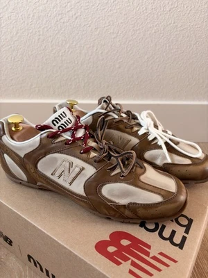 miu miu x new balance 530 sl cuero canela travertino gris talla 41 eu  Foto 1 de 4