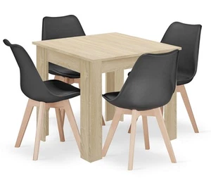 Zestaw stół kwadratowy 80x80 dąb sonoma + 4 krzesła MARK czarne - Zdjęcie 1 z 11
