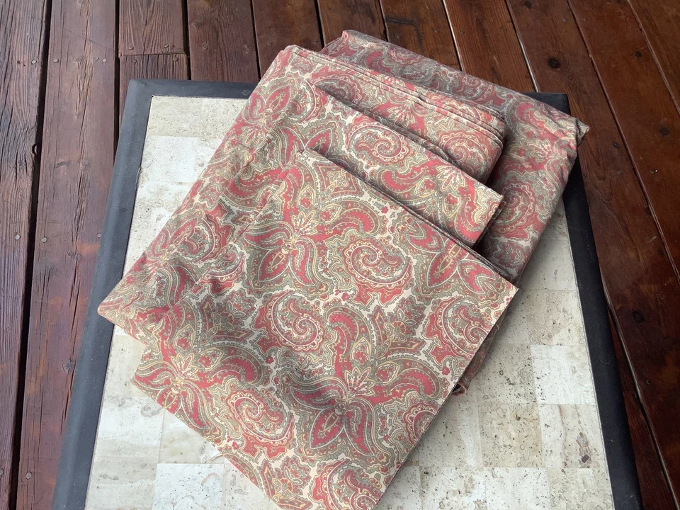 Juego de sábanas de colección Ralph Lauren Bridget rojo PAISLEY Twin 4 piezas Foto 1 de 4