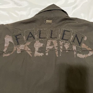 Blac Label Fallen Dreams Snap Shirt Mens XL Grunge Y2K Army Green Embroidered - Picture 1 of 14