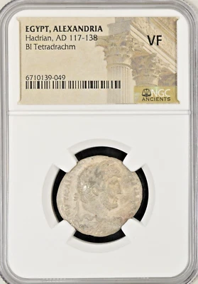 Egypt Alexandria Hadrian AD 117-138 BI Tetradrachm NGC Graded VF Very Fine - Image 1 of 2
