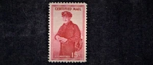 1955 U.S. CERTIFIED MAIL 15c Red Letter Carrier Sc#FA1 M/NH/OG ^ - Picture 1 of 1