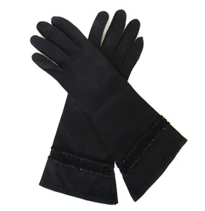 Guantes Viola Weinberger Vintage Talla 6 1/2 Negro Cuentas Algodón Longitud Media - Imagen 1 de 5