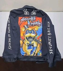 FNAF Five Nights at Freddy's Denim Jacket Security Breach Black SIZE XLARGE - Picture 1 of 5