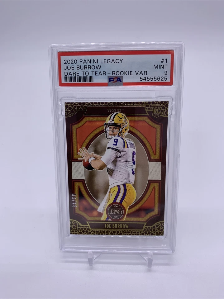 2020 Panini Legacy Dare to Tear Rookie Joe Burrow PSA 9 *UN-RIPPED* #34/50 SSP - Image 1 of 4