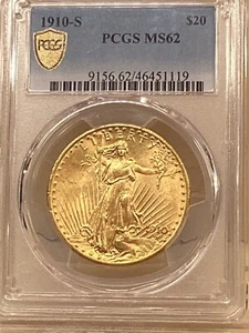 1910s $20 gold Saint Gaudens Double Eagle PCGS MS62 - Picture 1 of 4
