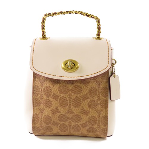 Zaino Coach Ghw L1921 69650 rivestito in tela pelle di vitello bianco