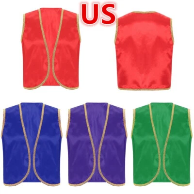 Men's Adult Arabian Halloween Costume Open Front Waistcoat Desert Prince Vest - Image 1 of 4