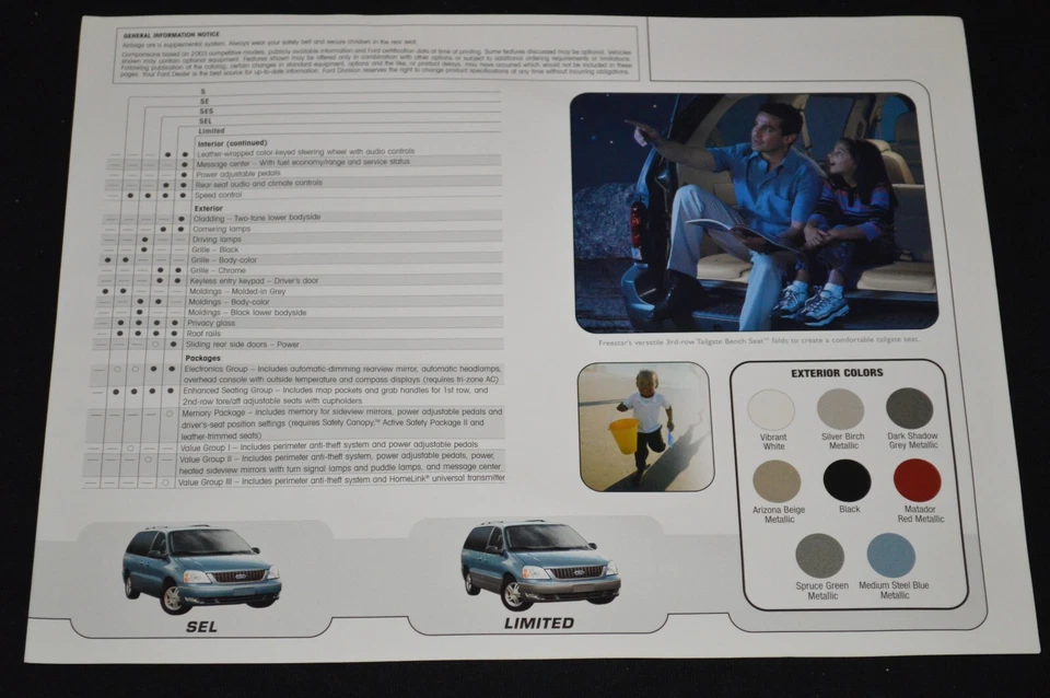 2004 FORD FREESTAR COLOR OPTIONS ORIGINAL DEALER ADVERTISEMENT PRINT AD-04 - Image 1 of 1