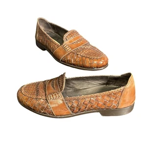 Cole Haan BRAGANO Woven Leather Loafer Men US 10.5 M Brown Slip-On MADE IN ITALY - Picture 1 of 11