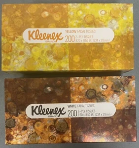 2 BOXES 1970’s KLEENEX TISSUES YELLOW/GOLD WITH YELLOW TISSUE & BROW - Picture 1 of 2