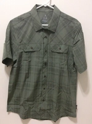 Camisa masculina Gerry Tech tecido com botão secagem rápida, xadrez oliva, tamanho M - Imagem 1 de 4