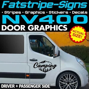 to fit NISSAN NV400 CAMPING DOOR GRAPHICS STICKERS DECALS CAMPER VAN MOTORHOME - Picture 1 of 2