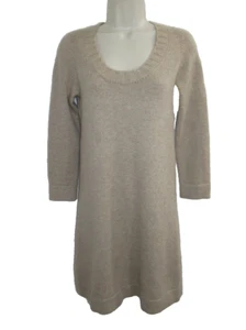 Banana Republic 100% Cashmere Beige Round neck Button back Neck Sweater Dress XS - Picture 1 of 6
