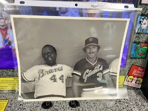 Original Hank Aaron Atlanta Braves Type 1 B&W 8x10 Photograph Mike Sadek Giants - Picture 1 of 6