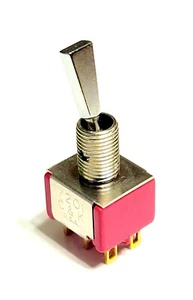 C & K 7201, Toggle Switch, On-On, DPDT, Stainless Steel, 5A/120VAC, 2A/250VAC - Picture 1 of 3
