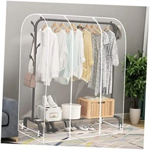 Garment Rack Cover, Transparent PEVA Clothes Rack Cover with 2 71X20X59-Clear - Picture 1 of 7