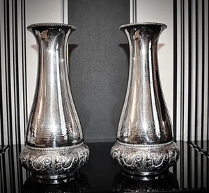 WMF Excepcionalmente hermoso par de jarrones chapados en plata Art Nouveau, firmados en 1903 - Imagen 1 de 12