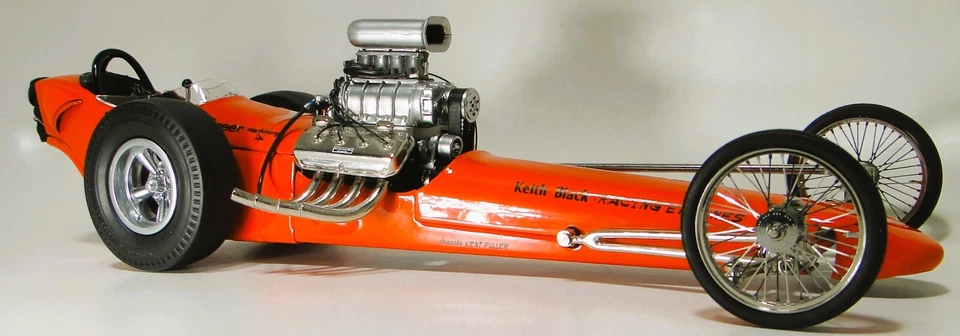 Dragster Race Car w/55Chevy57 Corvette Engine Hot Rod1:18Model Drag Carousel ORG - Image 1 of 4