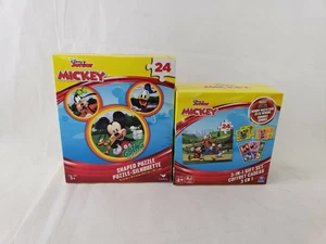 Set of 2 Disney Mickey Mouse Goofy 24 pc Puzzles Memory Match Cards Dominoes - Picture 1 of 5