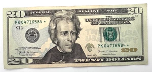 Billete estrella de 20 dólares de la Reserva Federal 2017 A Dallas PK 04716584* - Imagen 1 de 3