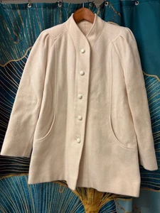 Vintage White Cream Lined Pea Coat Size 8 Medium Made in the USA - Picture 1 of 11