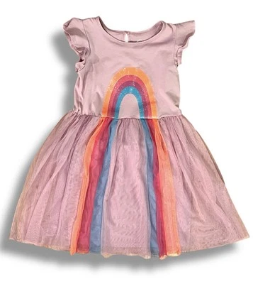 Tutu Long Girls Size 10/12 Short Sleeve Tulle Dress Rainbow Modest Cute Summer - Image 1 of 4