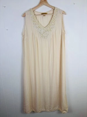 Винтажный апрель Cornell вышитый цветочный кружева масло крем Midi ночная рубашка большой - Изображение 1 из 4