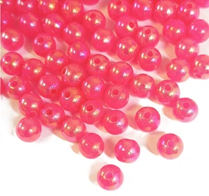 100pcs 8mm AB Neon Pink iridecent round acrylic beads for DIY Jewellery Making - Picture 1 of 4