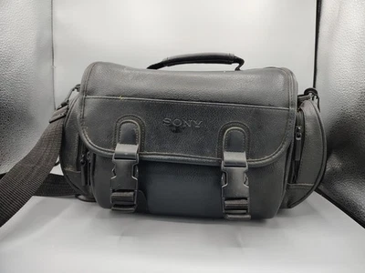 Sony Black Leather Camera Bag Camcorder Carrying Case W/ Strap - Image 1 of 2