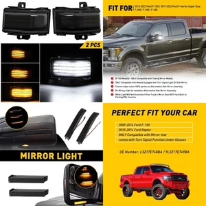 White/Amber Superduty For 09-14/15-22 Ford F150 LED Side Mirror Towing Lights D - Imagen 1 de 19