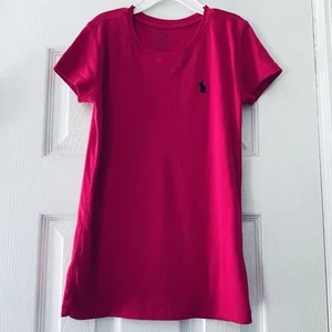 Ralph Lauren Polo Girl's Large 12/14 Soft Pima Blend Logo Fuchsia Pink Shirt Top - Picture 1 of 6