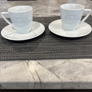 Nespresso Collection Coffee And Espresso Cups And Saucers Lot Of 2 Never Used - Picture 1 of 6