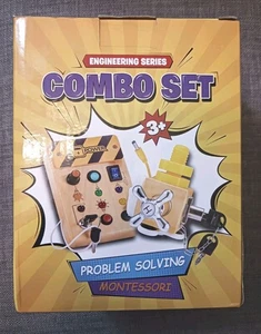 ¡Juego COMBO Montessori! Tablero ocupado y perilla de resolución de problemas, caja abierta nueva - Imagen 1 de 12