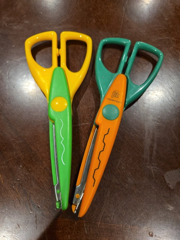 Provo Craft 7" Scrapbooking Scissors Decorative Edge Paper Shapers Lot Of 2 - Image 1 of 1