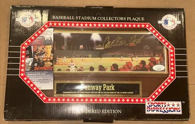 1994 Sports Impressions Fenway Park CARLTON FISK HR Plaque Signed JSA Coa Auto - Image 1 of 4
