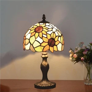 Tiffany Style Table Lamp 8", Sunflower Stained Glass Lamp, 8 Inch Small Antiq... - Picture 1 of 7