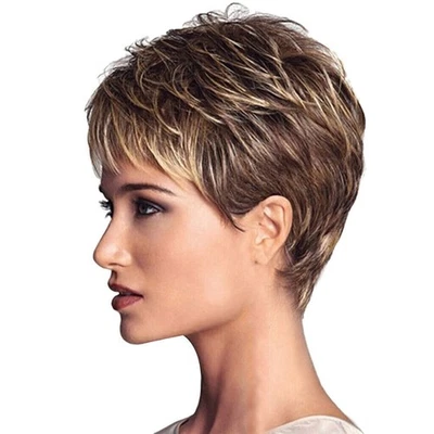 Women Ladies Natural Short Straight Wavy Curly Pixie Cut BOB Wigs Hair Full Wig