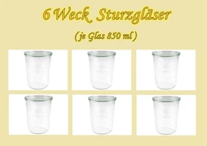 6 Weck Sturzglas Einweckglas Weckgläser Vorratsglas Marmelade Einkochglas 850 ml - Bild 1 von 2